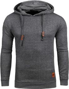 img 4 attached to Stay Stylish And Comfy With Men'S Square Pattern Pullover Hoodie