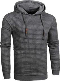img 2 attached to Stay Stylish And Comfy With Men'S Square Pattern Pullover Hoodie