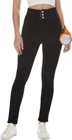 img 4 attached to Warm And Stylish: Heipeiwa Women'S Fleece Lined Skinny Jeans For The Winter Season