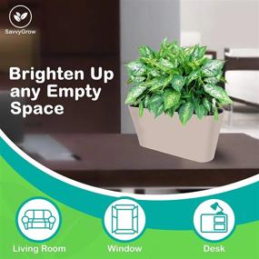 img 1 attached to Effortlessly Grow Plants With SavvyGrow'S Ergo Self Watering Planter Pot: Modern Gold Rectangular Plant Container For Indoors And Outdoors