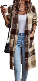 img 4 attached to Stay Warm And Stylish This Winter With ECOWISH Women'S Flannel Plaid Shacket Jacket