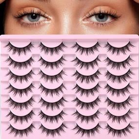 img 4 attached to Get The Perfect Anime Look With Manga Style Wispy Natural Faux Mink False Eyelashes Pack