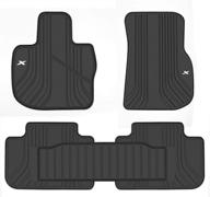 🚗 san auto custom fit car floor mats for bmw x3 g01 x4 g02 (2018-2022) - black white rubber liners set for all-weather protection - heavy duty & odorless logo