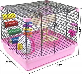 img 2 attached to GalaPet Hamster Habitat: Everything Your Dwarf Hamster Needs In One 18"X12.5"X13.5" Cage
