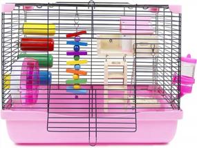 img 4 attached to GalaPet Hamster Habitat: Everything Your Dwarf Hamster Needs In One 18"X12.5"X13.5" Cage