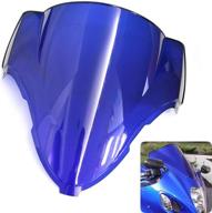 windshield windscreen double bubble for suzuki hayabusa gsxr1300 1996-2007 1996 1997 1998 1999 2000 2001 2002 2003 2004 2005 2006 2007 (blue) logo