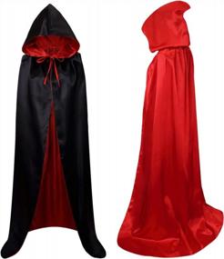 img 4 attached to Reversible Black And Red Hooded Cloak Cape For Halloween, Christmas, Cosplay, Renaissance Fair - GraduatePro Unisex Vampire And Witch Costume
