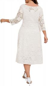 img 3 attached to 👗 Floral Lace Plus Size Midi Dress with Pockets for Party and Wedding