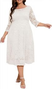 img 1 attached to 👗 Floral Lace Plus Size Midi Dress with Pockets for Party and Wedding