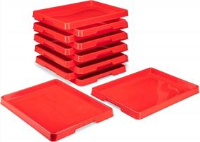 img 4 attached to 12-Pack Storex Large Craft &amp; Activity Tray - органайзер для пластиковых искусств и ремесел для красок, бусинок, слизи (00442E12C) - красный