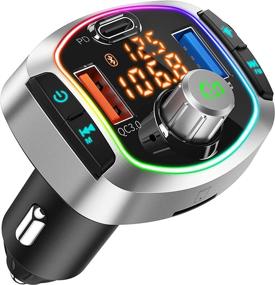 img 4 attached to 🚗 Enhanced Car Bluetooth FM Transmitter with Dual USB Ports, QC3.0 Fast Charging, Type-C PD, TF Card Slot - Hands Free Calls, Siri & Google Assistant Compatible