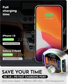 img 2 attached to 🚗 Enhanced Car Bluetooth FM Transmitter with Dual USB Ports, QC3.0 Fast Charging, Type-C PD, TF Card Slot - Hands Free Calls, Siri & Google Assistant Compatible