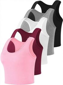 img 4 attached to Women'S 5-Pack Sleeveless Crop Tank Tops For Workouts & Running - Femdouce Racerback Sport Tanks!