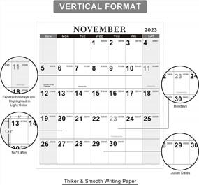 img 3 attached to Планируйте заранее с помощью годового настенного календаря на 2023 год, 34,4 "X 22,8" (открытый), плотная бумага, вертикальный и одна страница для организации - классический дизайн с юлианской датой