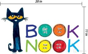 img 2 attached to 🐱 Pete The Cat Book Nook Decal - Reading Corner Wall Sticker, Vibrant Vinyl Decals for Library, Nursery, Kindergarten Classroom, Kid’s Bedroom Décor – Multicolored Kitten Quote 20”x11” with Enhanced SEO