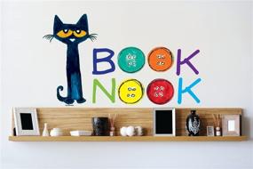 img 3 attached to 🐱 Pete The Cat Book Nook Decal - Reading Corner Wall Sticker, Vibrant Vinyl Decals for Library, Nursery, Kindergarten Classroom, Kid’s Bedroom Décor – Multicolored Kitten Quote 20”x11” with Enhanced SEO