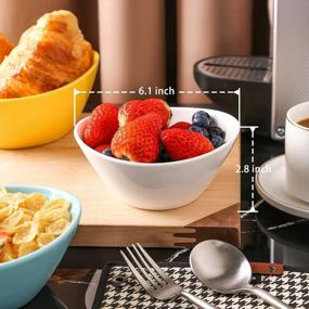 img 2 attached to 6-Piece Ceramic Bowls Set - 18 Ounces For Cereal, Salad, Dessert & Snack - KitchenTour White Bowls Collection