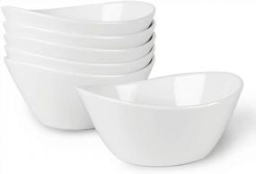 img 4 attached to 6-Piece Ceramic Bowls Set - 18 Ounces For Cereal, Salad, Dessert & Snack - KitchenTour White Bowls Collection