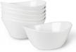 6-piece ceramic bowls set - 18 ounces for cereal, salad, dessert & snack - kitchentour white bowls collection logo
