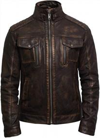 img 1 attached to Mens Genuine Sheepskin Leather Jacket - Vintage Distressed Look | Brandslock