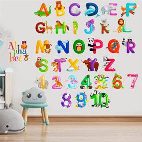 img 2 attached to 🌈 Colorful Alphabet and Number Wall Decals: Vibrant Animal ABC Stickers for Kindergarten, Classroom, Playroom & Baby Nursery Decor