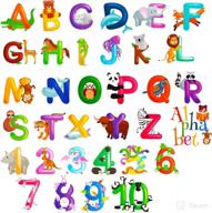 🌈 colorful alphabet and number wall decals: vibrant animal abc stickers for kindergarten, classroom, playroom & baby nursery decor логотип