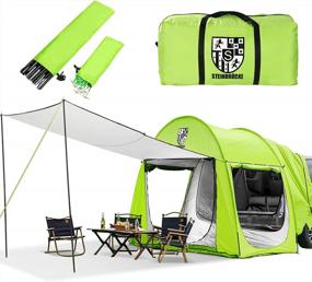 img 4 attached to SUV Tailgate Tent With Sleeping Capacity For 1-4 People - Waterproof Car Camping Tent For Automobiles With Awning (Green)