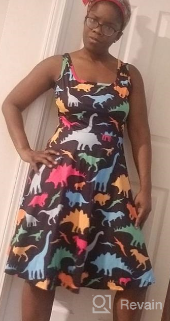 img 1 attached to Fashionable Womens Sleeveless Scoop Neck Sundress: A Must-Have Casual Print A Line Midi Dress! review by Ari Tanner