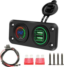 img 4 attached to 🔌 Gerguirry USB Charger Color Screen Alarm Voltmeter: Waterproof 12V Dual Power Adapter Outlet DIY Kit with Dual USB Ports for Car Boat Marine