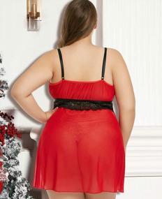 img 3 attached to Mesmerizing Plus Size Red Lingerie Babydoll With Lace Mesh Design - XAKALAKA