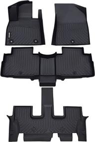 img 4 attached to 🔥 Premium Quality JDMON All Weather Floor Mats for Hyundai Palisade (2020-2023): Full Set Black, Custom Fit 3 Row Car Floor Liner