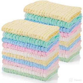 img 4 attached to 👶 Absorbent Baby Wipes for Boys and Girls - Muslin Burp Cloths 20 x 10 Inches - Multipurpose Baby Muslin Washcloths, Burping Cloth Diapers, and Bibs - Ideal for Newborns - Baby Registry and Shower Essential