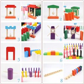 img 1 attached to 108PCS BigOtters Wooden Domino Blocks Set - Educational Toys For Boys Girls Birthday Gift Party Favor