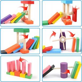 img 2 attached to 108PCS BigOtters Wooden Domino Blocks Set - Educational Toys For Boys Girls Birthday Gift Party Favor