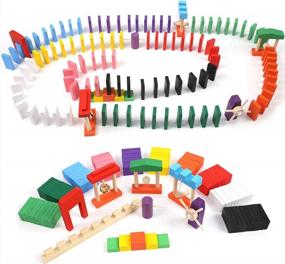 img 4 attached to 108PCS BigOtters Wooden Domino Blocks Set - Educational Toys For Boys Girls Birthday Gift Party Favor