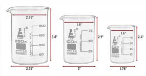 img 2 attached to Premium Glass Beaker Set, 50ML, 100ML, 250ML - Low Form - Borosilicate 3.3 Glass - Packaged In Thick, Custom-Fit Foam Insert - Eisco Labs