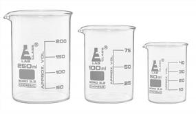 img 4 attached to Premium Glass Beaker Set, 50ML, 100ML, 250ML - Low Form - Borosilicate 3.3 Glass - Packaged In Thick, Custom-Fit Foam Insert - Eisco Labs