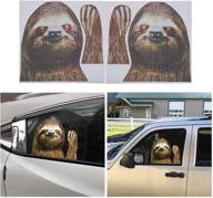 🦥 sloth car window decal vinyl sticker - funny perforated side cling for left and right windows, 12.99'' x 11.42'' logo