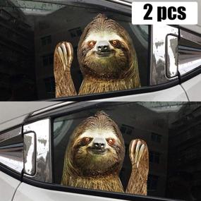 img 2 attached to 🦥 Sloth Car Window Decal Vinyl Sticker - Funny Perforated Side Cling for Left and Right Windows, 12.99'' x 11.42''