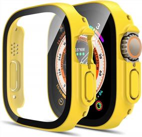 img 4 attached to 🌟 TAURI 2 Pack Hard Case 49mm for Apple Watch Ultra with 9H Tempered Glass Screen Protector | Yellow | Touch Sensitive, Full Coverage, Slim Bumper Protective Cover | Enhanced SEO
