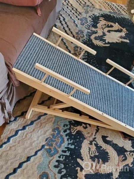 img 1 attached to 🐾 Topmart Non-Slip Folding Dog Ramp with Safety Side Rails, Adjustable Height from 10.2" to 23.6" - Supports Up to 100 Lbs - Wood Pet Ramp for Enhanced Accessibility review by Matthew Perez