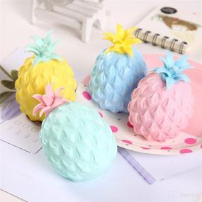 img 4 attached to 🍍 Stress Relief Party Favors: 4 Pcs Pineapple Stress Balls for Pressure Release, Random Color Fidget Toys