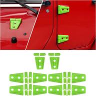 🚗 green car engine hood & door hinge cover trim set for jeep wrangler jk unlimited 4-door 2007-2018 (10pcs) logo