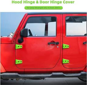 img 3 attached to 🚗 Green Car Engine Hood & Door Hinge Cover Trim Set for Jeep Wrangler JK Unlimited 4-Door 2007-2018 (10PCS)