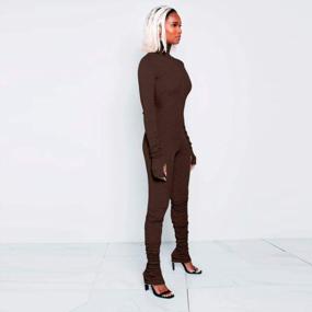 img 2 attached to High Neck Bodycon Jumpsuit With Zipper, Ruched Design, Thumb Hole For Women'S Tracksuit