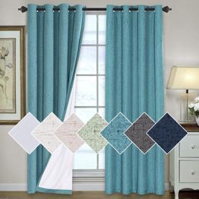 img 4 attached to H.VERSAILTEX 100% Blackout Curtains For Bedroom Thermal Insulated Linen Textured Curtains Heat And Full Light Blocking Drapes Living Room Curtains 2 Panel Sets, 52X84 - Inch, Teal Blue
