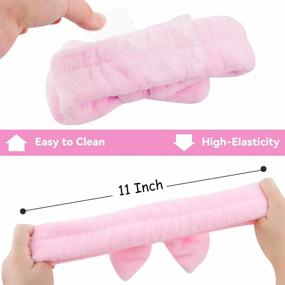 img 3 attached to Pack Of 8 Pink Terry Cloth Spa Headbands For Women And Girls - Bow Headbands For Skincare And Face Washing