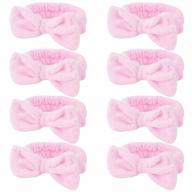 pack of 8 pink terry cloth spa headbands for women and girls - bow headbands for skincare and face washing logo