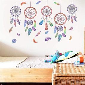 img 2 attached to 🌙 Dream Catcher Feather Wall Decal - H2MTOOL Peel and Stick Dreamcatcher Sticker for Kids Room Decor (Dreamcatcher)
