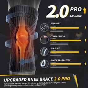 img 3 attached to X-Large CAMBIVO Knee Brace 2 Pack с боковыми стабилизаторами, гелевой подкладкой над коленной чашечкой для мужчин и женщин - компрессионные наколенники для облегчения боли, артрита, тяжелой атлетики и скалолазания - черный серый